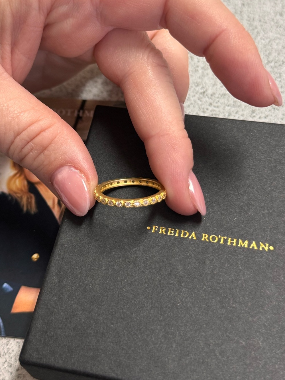 Freida Rothman Matte Gold Stacking Ring - Picture 4 of 6